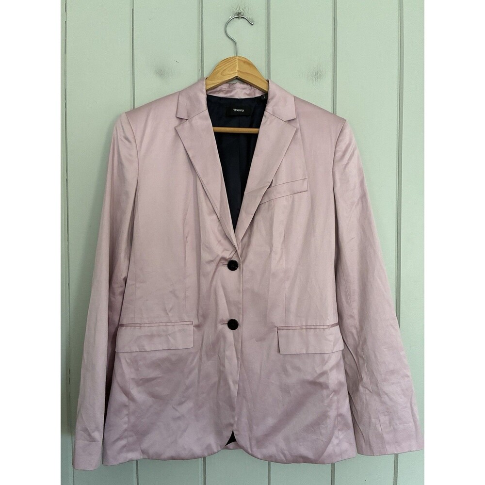 Theory Classic Blazer 2 Pink Lilac Cotton Chintz Satin Career Lined Pockets